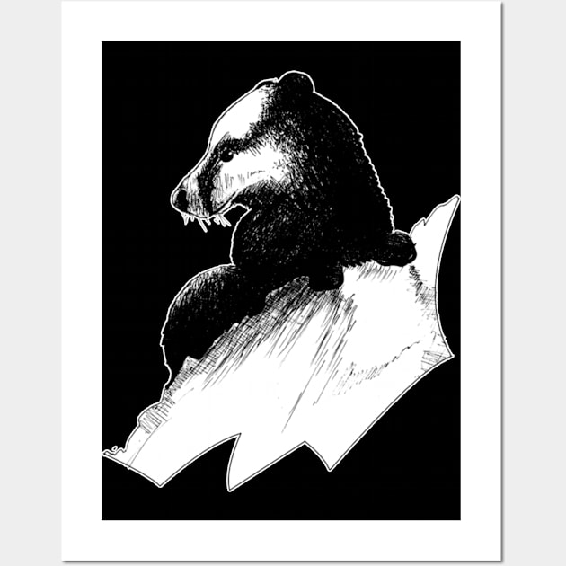 Ink drawing - badger - nature inspired art and designs Wall Art by STearleArt